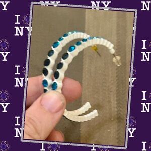 Paparazzi White and Blue Hoop Earrings